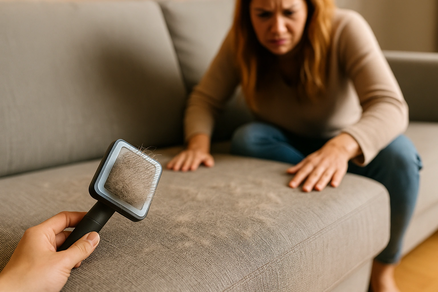 Pet hair all over furniture without PetGroomGlove